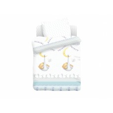 Комплект постельного белья Ecotton поплин детский 110х150 (16100-1/8751-1 Ведмедик, який спить)