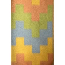 Одеяло VLADI Тетрис жаккардовое голубо-желтое-терракотово-зеленое 140х205 см (220011)