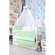 Комплект детского постельного белья Bepino Зигзаги цветные и сердечки синие 95х145 (ПЛ010)